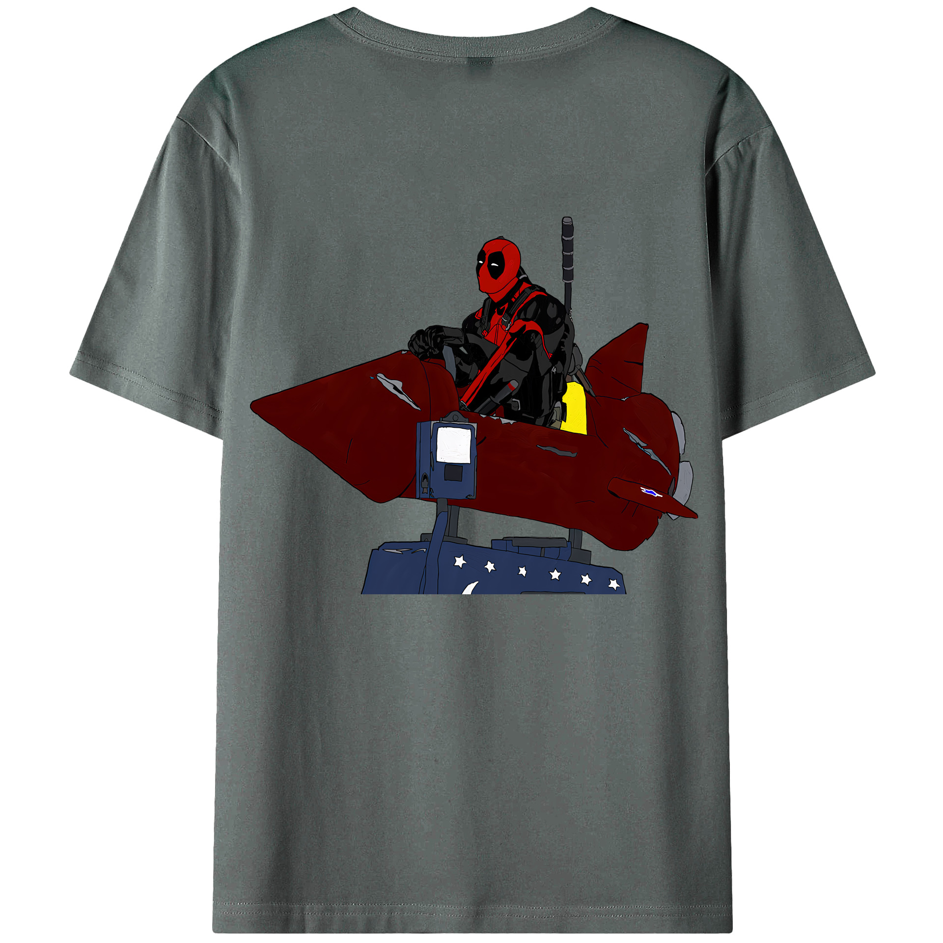 （画像用） Deadpool デッドプール 綿100％ メンズ半袖Tシャツ（バックプリント） 通気性